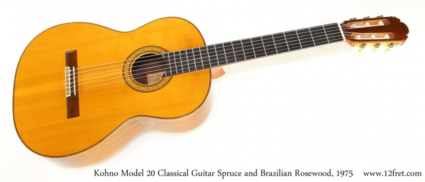 Kohno Model 20 Classical Guitar Spruce and Brazilian Rosewood, 1975   Full Front View