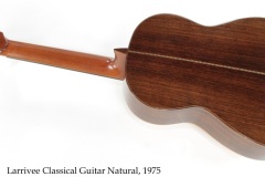 Larrivee Classical Guitar Natural, 1975 Full Rear View