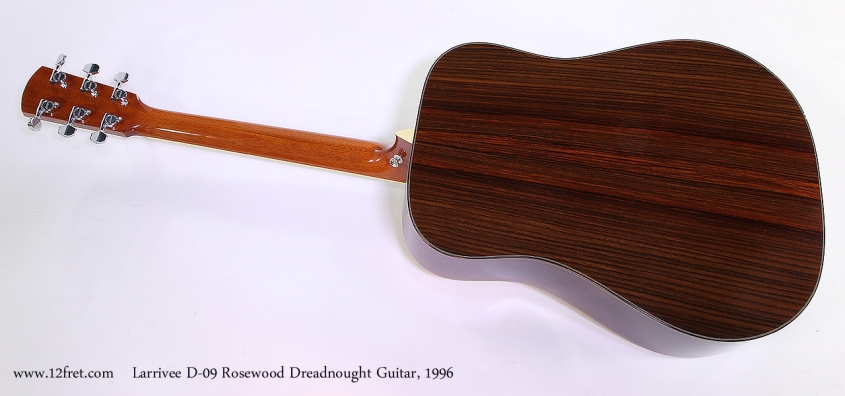 Larrivee D-09 Rosewood Dreadnought Guitar, 1996 Full Rear View