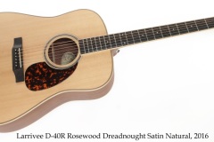 Larrivee D-40R Rosewood Dreadnought Satin Natural, 2016 Full Front View