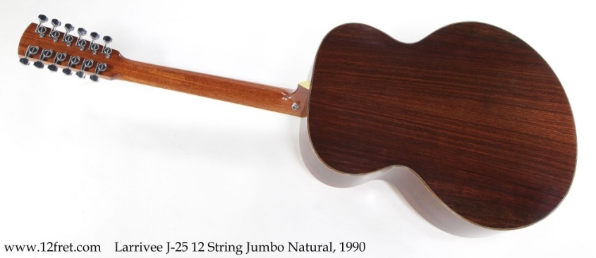 Larrivee J-25 12 String Jumbo Natural, 1990 Full Rear View