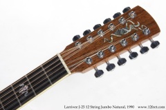 Larrivee J-25 12 String Jumbo Natural, 1990 Head Front View