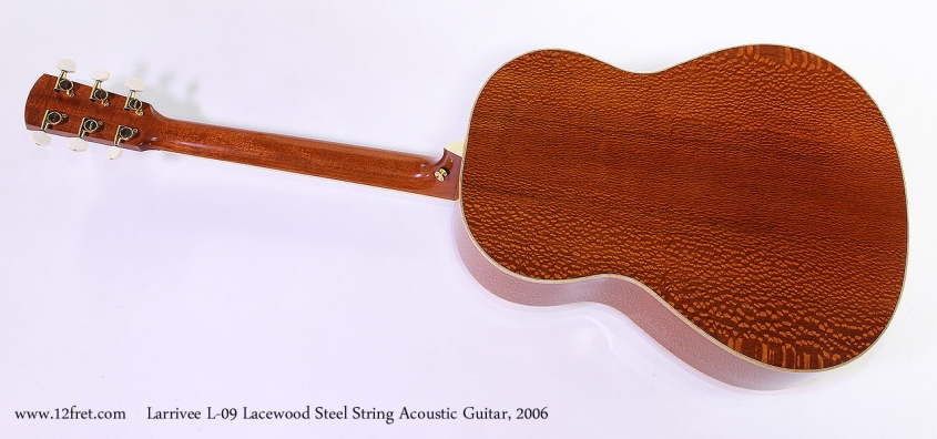Larrivee L-09 Lacewood Steel String Acoustic Guitar, 2006 Full Rear View
