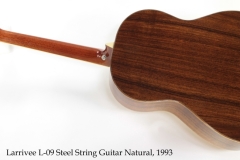 Larrivee L-09 Steel String Guitar Natural, 1993 Full Rear View