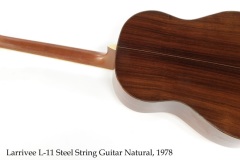 Larrivee L-11 Steel String Guitar Natural, 1978 Full Rear View