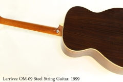 Larrivee OM-09 Steel String Guitar, 1999 Full Rear View