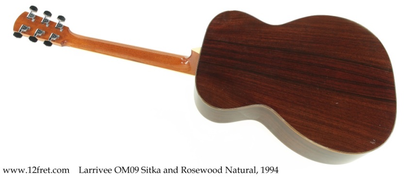Larrivee OM09 Sitka and Rosewood Natural, 1994 Full Rear View