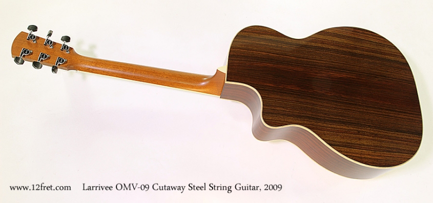 Larrivee OMV-09 Cutaway Steel String Guitar, 2009 Full Rear View