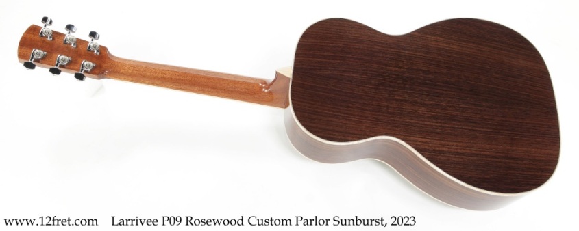 Larrivee P09 Rosewood Custom Parlor Sunburst, 2023 Full Rear View