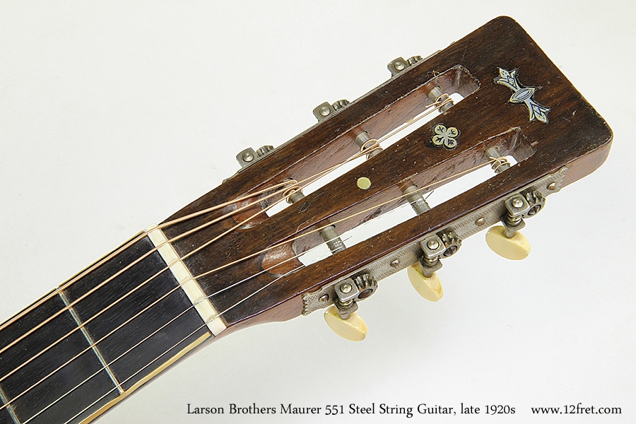 Larson Brothers Maurer 551 Steel String Guitar, late 1920s  Head Front View