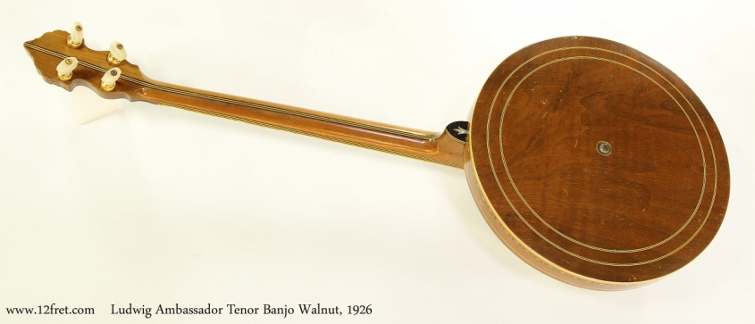 Ludwig Ambassador Tenor Banjo Walnut, 1926 Full Rear View