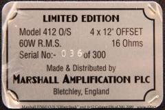 Marshall JTM45 OS "Offset Stack" No. 36 of 300, 2000 Cab Serial View