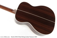 Martin 000-42 Steel String Guitar Natural, 2020 Back View