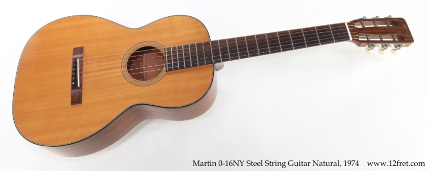 Martin 0-16NY Steel String Guitar Natural, 1974 Full Front View