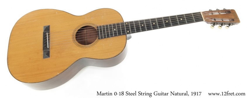 Martin 0-18 Steel String Guitar Natural, 1917 Full Front View
