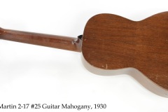 Martin 2-17 #25 Guitar Mahogany, 1930 Full Rear View