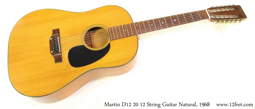 Martin D12 20 12 String Guitar Natural, 1968 Full Front View