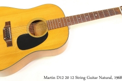 Martin D12 20 12 String Guitar Natural, 1968 Full Front View