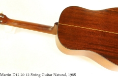 Martin D12 20 12 String Guitar Natural, 1968 Full Rear View