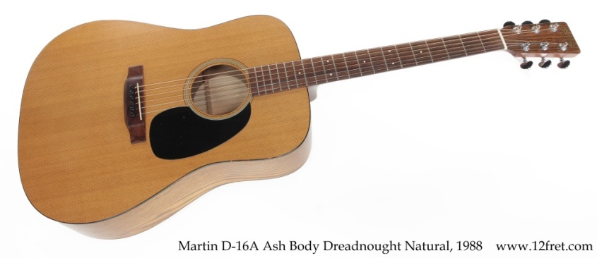 Martin D-16A Ash Body Dreadnought Natural, 1988 Full Front View