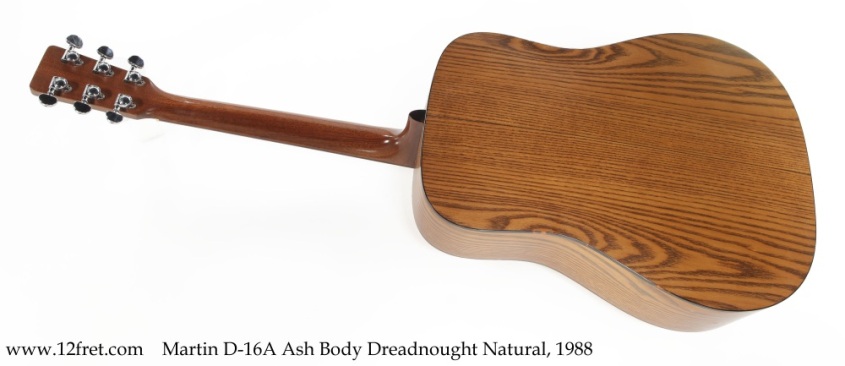 Martin D-16A Ash Body Dreadnought Natural, 1988 Full Rear View