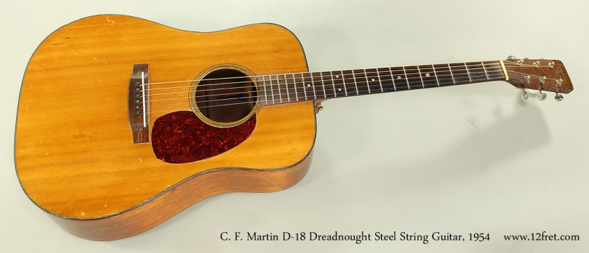 C. F. Martin D-18 Dreadnought Steel String Guitar, 1954 Full Front View