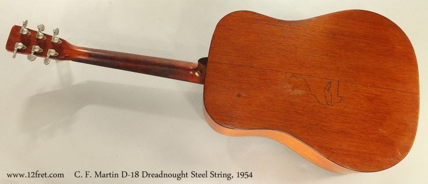 C. F. Martin D-18 Dreadnought Steel String, 1954 Full Rear View