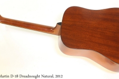 Martin D18 Dreadnought Natural, 2012 Full Rear View