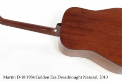 Martin D-18 1934 Golden Era Dreadnought Natural, 2010 Full Rear View