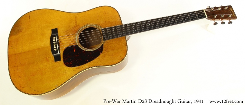 Pre-War Martin D28 Dreadnought Guitar, 1941 Full Front View