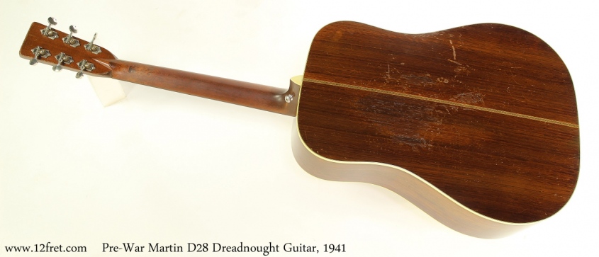 Pre-War Martin D28 Dreadnought Guitar, 1941 Full Rear View