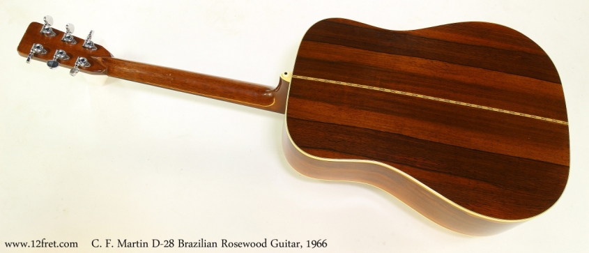 C. F. Martin D-28 Brazilian Rosewood Guitar, 1966   Full Rear View