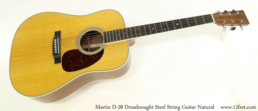 Martin D-28 Dreadnought Steel String Guitar Natural Full Front View