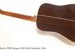 Martin D28 Marquis 1935 Style Sunburst, 2014 Full Rear View