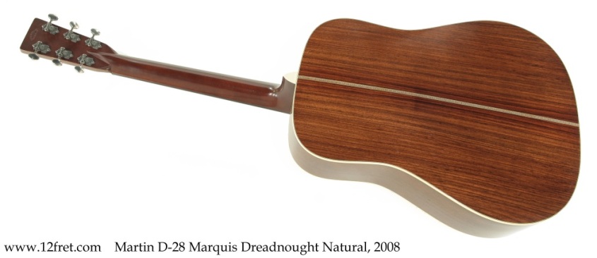 Martin D-28 Marquis Dreadnought Natural, 2008 Full Rear View