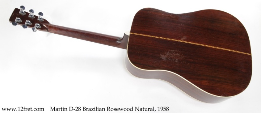 Martin D-28 Brazilian Rosewood Natural, 1958 Full Rear View