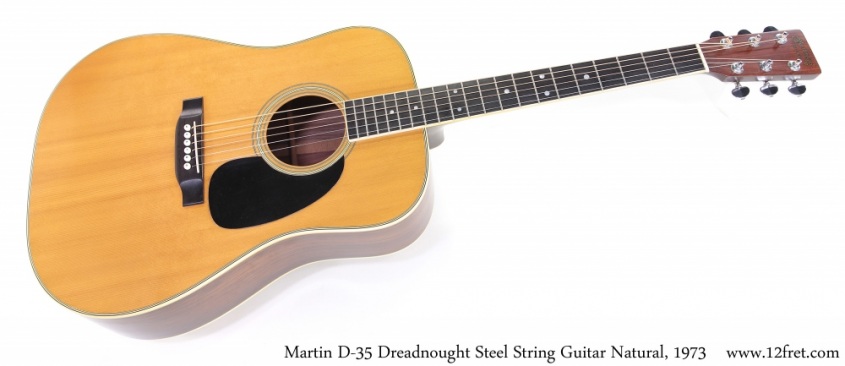 Martin D-35 Dreadnought Steel String Guitar Natural, 1973 Full Front View