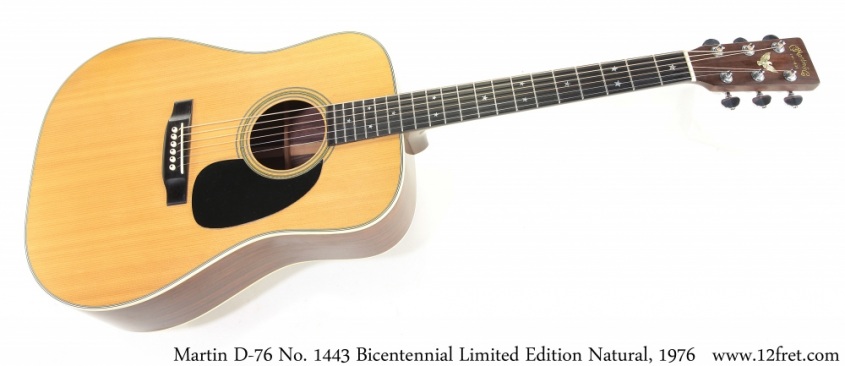 Martin D-76 No. 1443 Bicentennial Limited Edition Natural, 1976 Full Front View