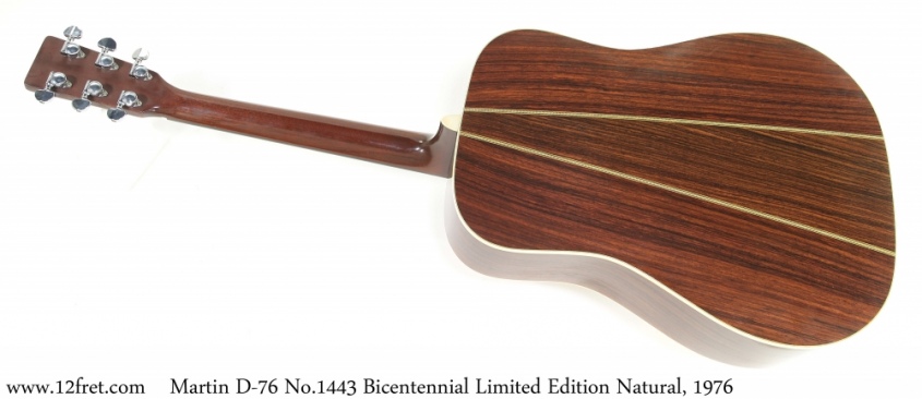 Martin D-76 No. 1443 Bicentennial Limited Edition Natural, 1976 Full Rear View