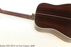 Martin HD-28 D-14 Fret Guitar, 2020 Full Rear View