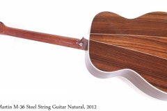 Martin M-36 Steel String Guitar Natural, 2012 Full Rear View