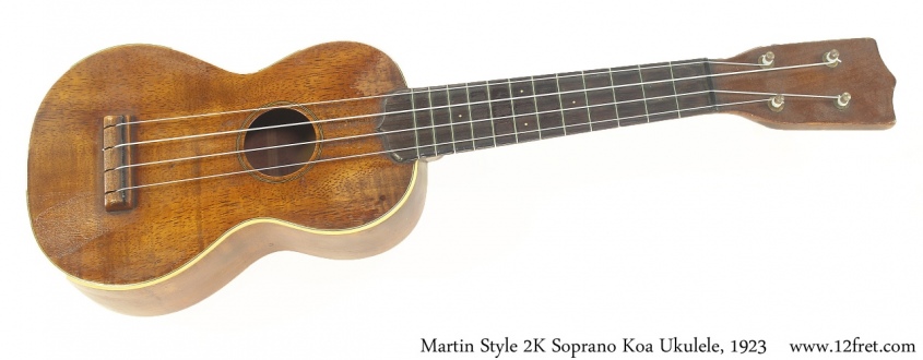 Martin Style 2K Soprano Koa Ukulele, 1923 Full Front View