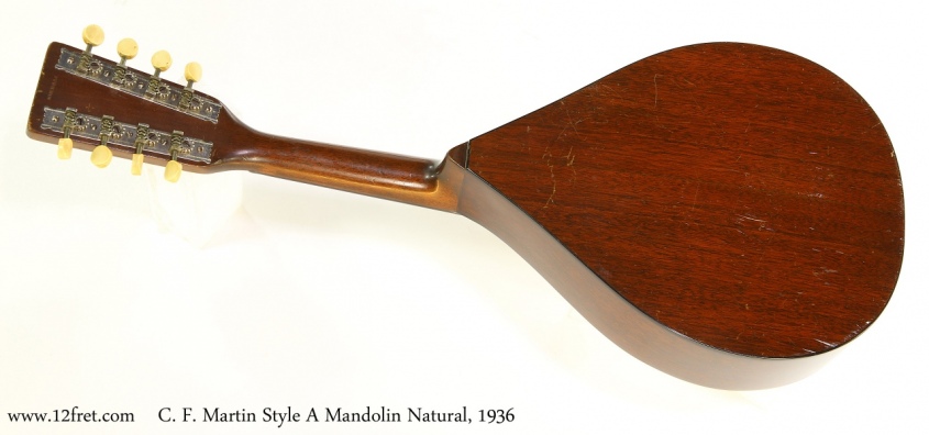 C. F. Martin Style A Mandolin Natural, 1936 Full Rear View