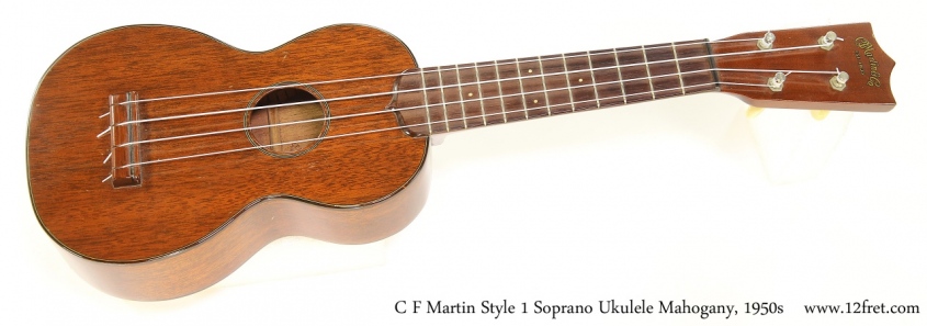 C F Martin Style 1 Soprano Ukulele Mahogany, 1950s   Full Front View