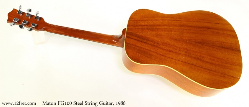 Maton FG100 Steel String Guitar, 1986 Full Rear View