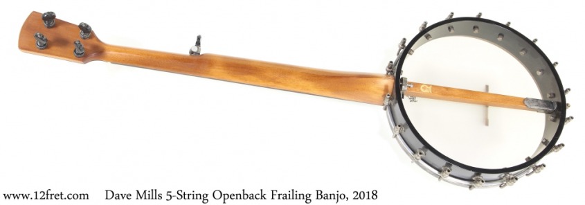 Dave Mills Frailing Banjo 5-String Openback, 2018 Full Rear View
