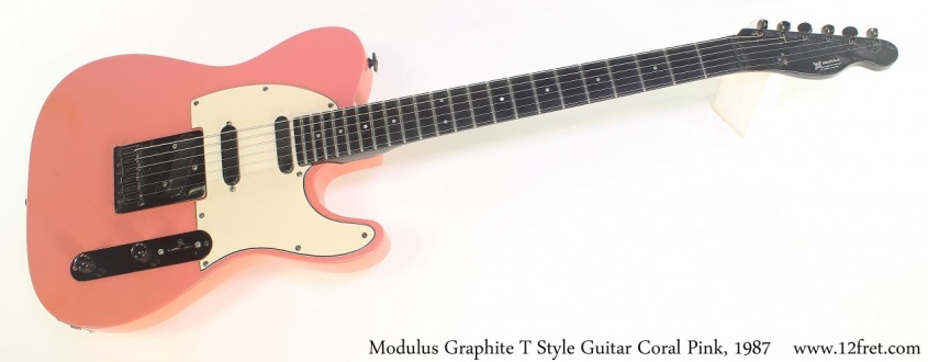 Modulus Graphite T Style Guitar Coral Pink, 1987 Full Front View