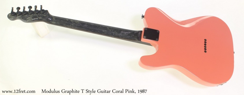 Modulus Graphite T Style Guitar Coral Pink, 1987 Full Rear View