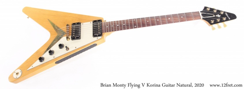 Brian Monty Flying V Korina Guitar Natural, 2020 Full Front View