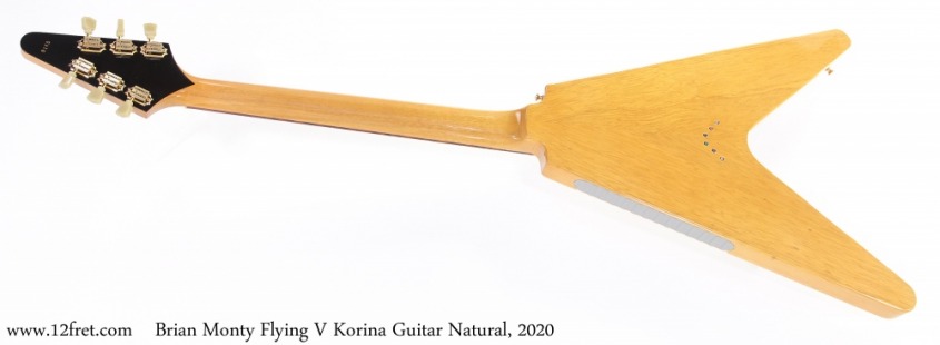 Brian Monty Flying V Korina Guitar Natural, 2020 Full Rear View